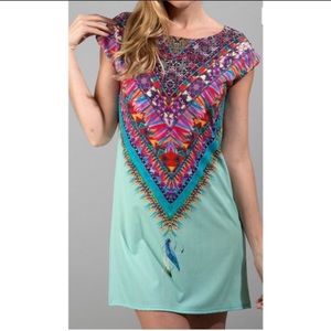 New Mint Feather Tribal Dress